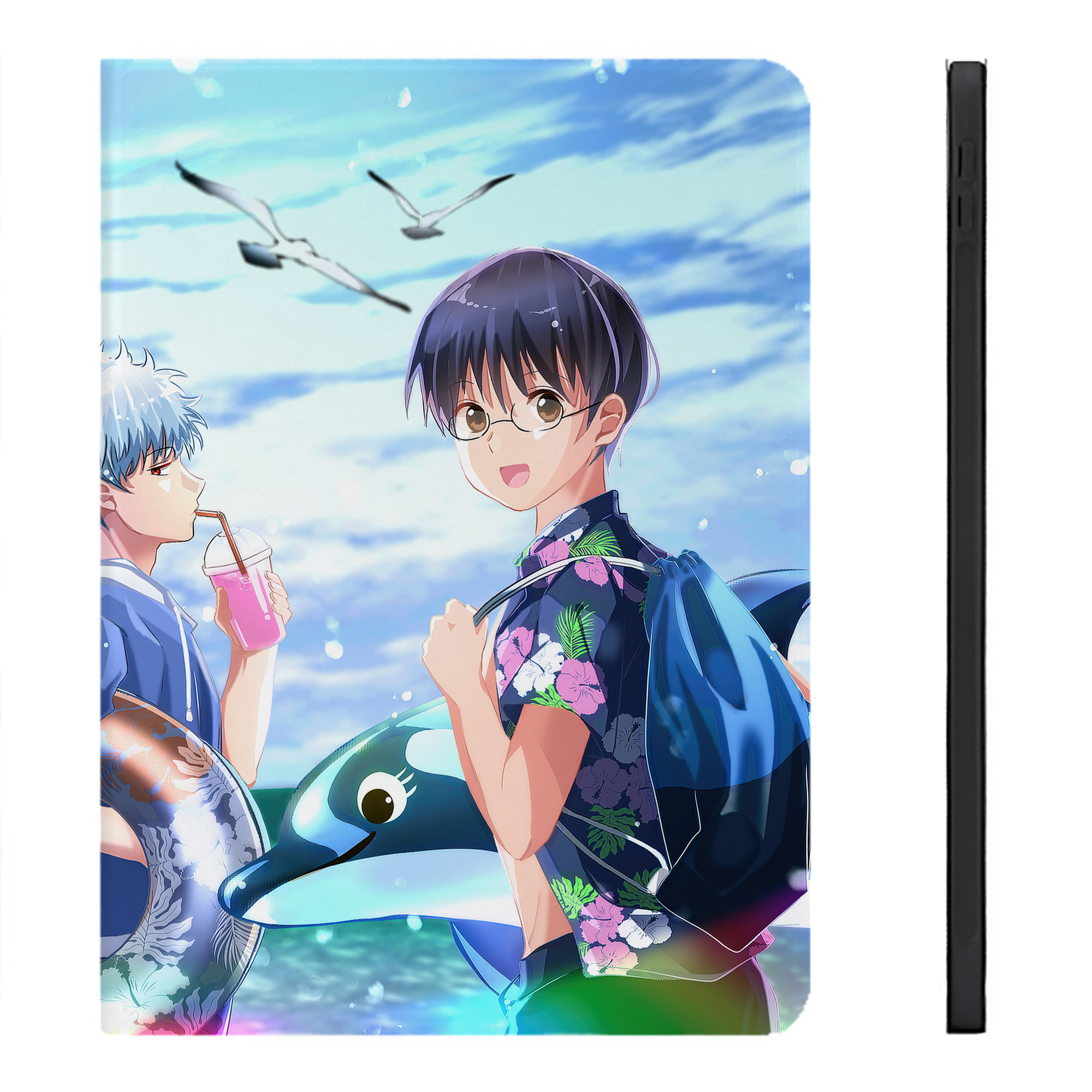 （画像用） ぎんたま 坂田銀時（さかたぎんとき） 神楽 志村新八（しむら しんぱち） GINTAMA Sakata Gintoki Kagura Shimura Shinpachi IPadケース ペンホルダー付き ブックスタイルデザイン